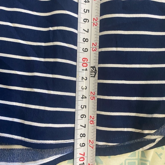 Talbots Blue and White Tie Front 3/4 Sleeve Blouse - Picture 12 of 14